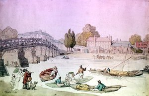 Hampton Bridge with Punts and Barges
